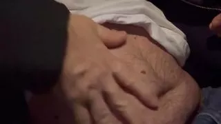 Nipple strokes in the car