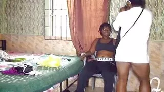 She was so happy to see the huge cucumber after she dress and undress herself