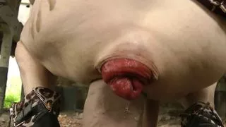 Dirtygardengirl Pussy Fuck Huge Dildo From Mrhankey & Anal Prolapse in Abandoned Factory