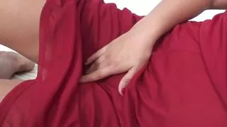 Horny sexy brunette lets cum splash on her perfect natural