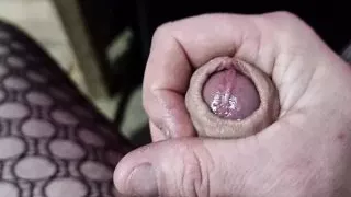 Crossdresser guy masturbating in lingerie