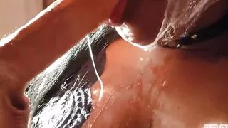 BDSM - Ebony Has Hardcore Squirt and Deep Throat on Huge Cock