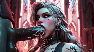 Gangbang with Vampire Woman, Gothic Sex, Mating, Double Blowjob, Group Sex BBC, Anal Fuck, Slave Hardcore Sex Fantasy Castle