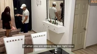 Super Hot latina Makes delivery Guy try a Monica Moments Doll and then her tight Ass, when husband is not home - Aisha & Juan