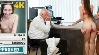 LOAN4K. Petite whore Mina K is doing dirty things in the office to get the loan