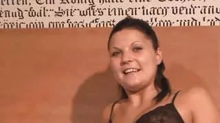 My roommate a German whore with small natural breasts and