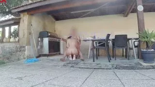 My step sister sucks my cock by the pool deep throat