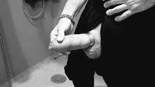 Big pumped cock in bathroom