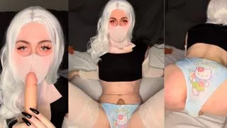 Skinny Femboy Teen Playing with Her Lady Dick