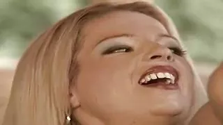 Beautiful hairy pussy big boobs blonde fucking in the garden