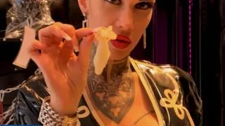 Miss Alessa Milano Sissy Bitch Blowjob StrapOn feed used Condoms  Part 1