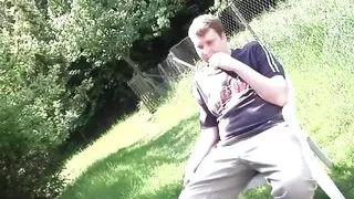 Sexy young couple pussy fucking in the park