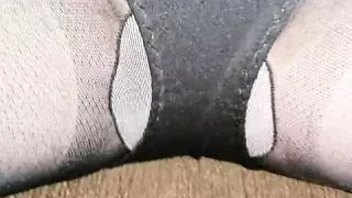 Caressing myself in nylon pantyhose and leotard.