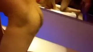 on the erotic sofa at the motel with a 23-year-old lover and husband looking on