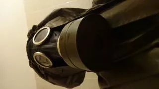 perv gasmasked bessy rubber wank .fetish art by linda gumlin