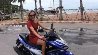Big round ass Thai GF motobike ride and hardcore fuck at home