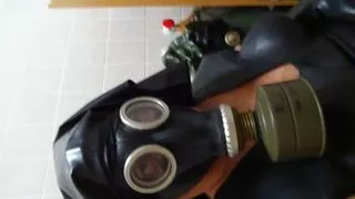 perv gasmasked nun latex dress riding big dildo .fetish art by linda gumlin