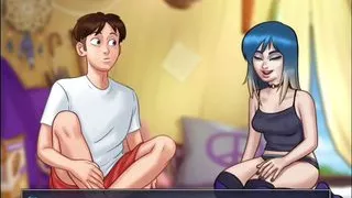 Summertime saga Bitch gets a quick orgasm by rubbing her hot pussy