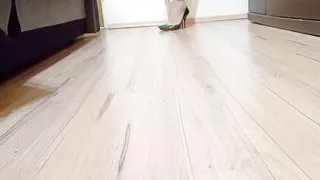 Crossdresser Walks in Sexy Snake Leather Pointed Toe Casadei High Heels Pumps