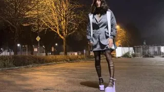 crossdresser Encasement meets business outfit