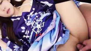 Japanese lovely model Aki Igarashi had sex from behind and liked how it felt.