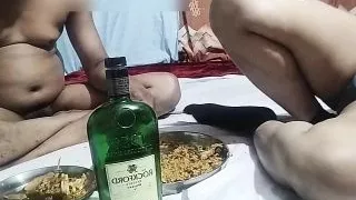 Sandeep and pooja enjoying food and drink