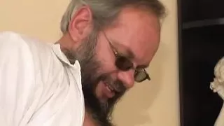 Slender German nurse rides big dick until facial