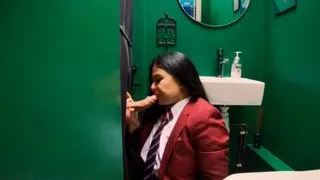 Schoolgirl Sucks Dick At The Gloryhole
