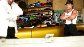 Hot babe Marina Visconti takes two huge cocks and rides it on both holes