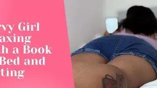 Curvy Girl Relaxing with a Book on Bed and Farting