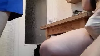 I masturbate riskily in the kitchen next to my stepmother