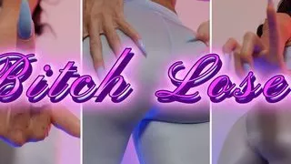 Bitch Loser - Ebony Femdom Goddess Rosie Reed Bratty Loser Tease and Denial Humiliation Nylon Tight Outfit Middle Finger