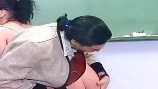 Spanking bad student ass