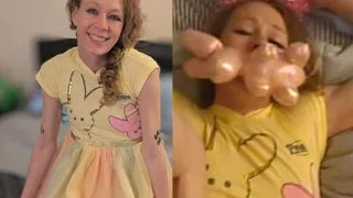 Blonde Easter Bunny Gagged And Cum Blasted Part 1