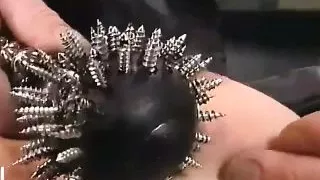 Tied up and blindfolded slave gets whipped and toyed