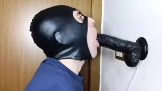 Taking a 27cm Black Dildo Straight Down My Throat