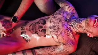 Camilo Brown Giving Intense Handjob to Hot Tattooed Stud Inked Mike Making Him Shoot His Cum