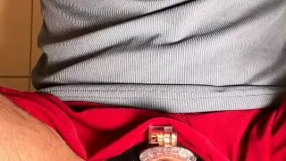 Sissy flat chastity cage ruined orgasm