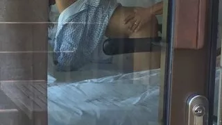 Caught neighbors having sex through open window, blowjob, cowgirl, doggy style with cumshot on the ass