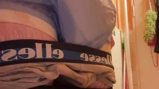 Diaper boy shows his diaper at boyfriend's house