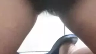 Hairy teen calls me when she's in the bathroom to see my hard cock