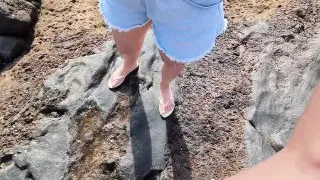 POV: Risky Public Blowjob, My Readhead Girlfriend Sucks My Dick on the Beach (dia Ita)