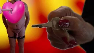 My husband in a chastity cage goes crazy