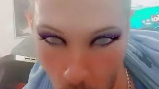 Sucking a Huge Dildo