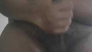 Happy Horny Trans BBW Standing Stroking and Cumming Hard