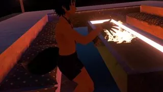 Masturbating in vrchat by a warm fire
