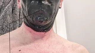 Liquid Latex Gag - Mouth Sealed with Black Rubber