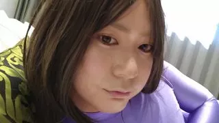 Japan cross-dressing men masturbate in lavender-colored full-body tights