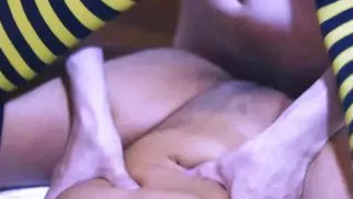 Big brother and his sister's friend in the hotel room.