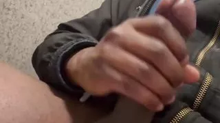 Black Boy Jerks off and Cums at Work